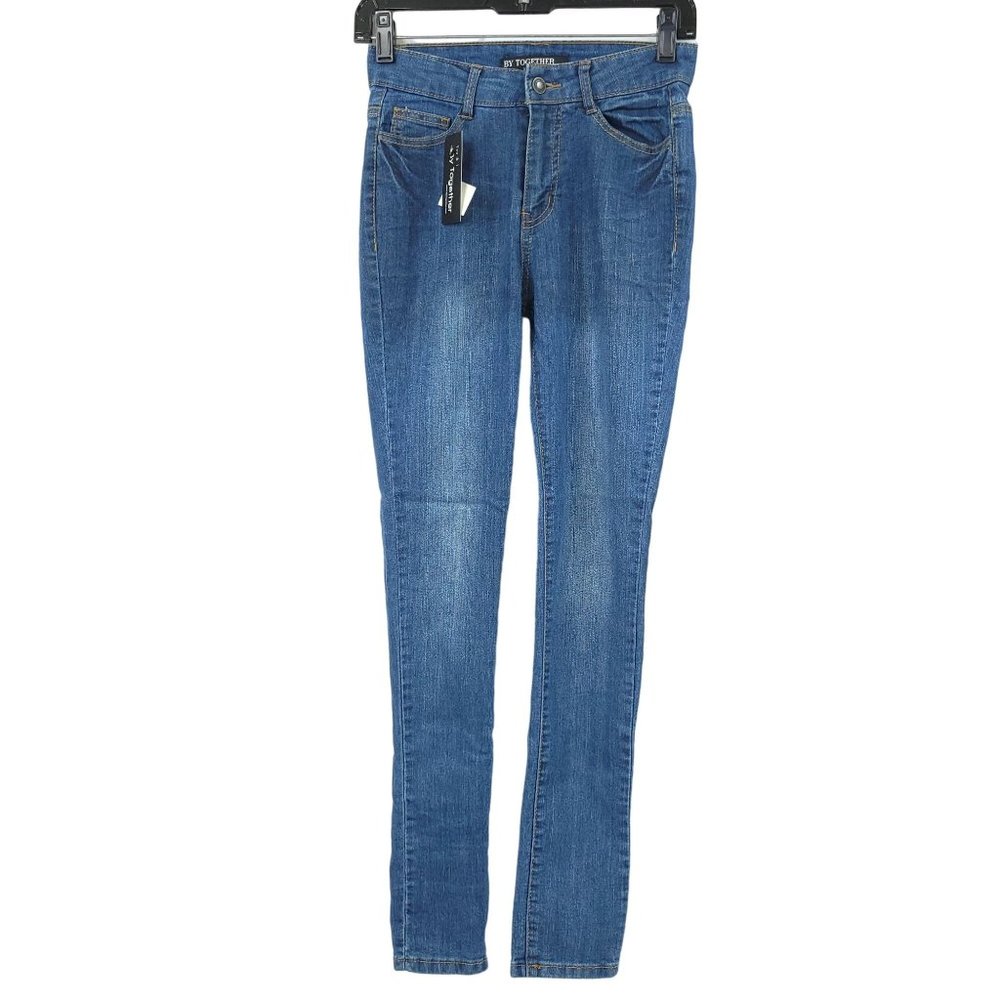 By Together High Waist Skinny Pant Jeans NWT Stretchy Junior Women Sz 3 Med Wash